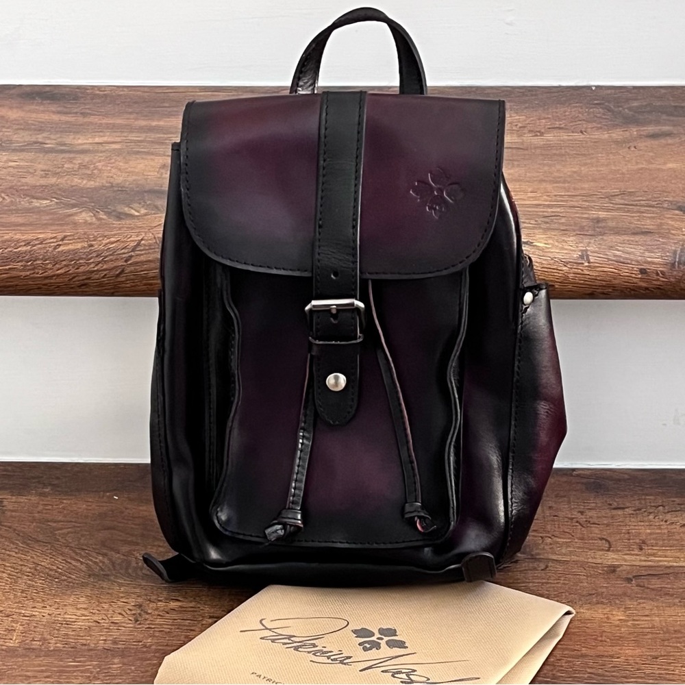 Patricia Nash Leather Backpack Black and Red Wine colors
